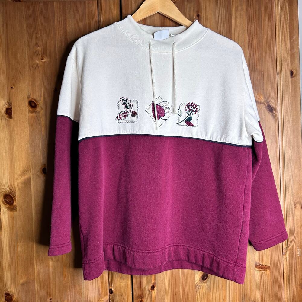 Vintage Bobbie Brooks Sweater Women’s Large Colorblock 90s Cottagecore Granny